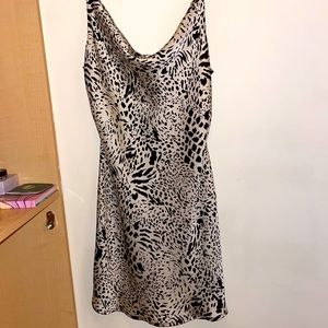 Satin style animal print short dress, Med, NWOT